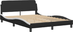 vidaXL - Bedframe - met - hoofdbord - kunstleer - zwart - en - wit - 140x200 - cm