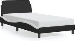 vidaXL - Bedframe - met - hoofdbord - kunstleer - zwart - en - wit - 100x200 - cm