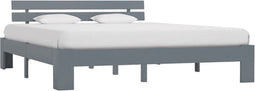 vidaXL - Bedframe - met - hoofdbord - massief - grenenhout - grijs - 160x200 - cm