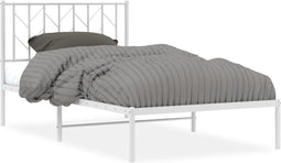 vidaXL - Bedframe - met - hoofdbord - metaal - wit - 100x190 - cm