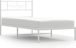 vidaXL - Bedframe - met - hoofdbord - metaal - wit - 100x190 - cm
