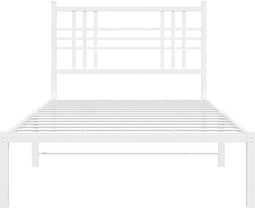 vidaXL - Bedframe - met - hoofdbord - metaal - wit - 100x190 - cm