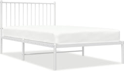 vidaXL - Bedframe - met - hoofdbord - metaal - wit - 100x190 - cm