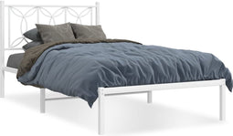 vidaXL - Bedframe - met - hoofdbord - metaal - wit - 100x190 - cm