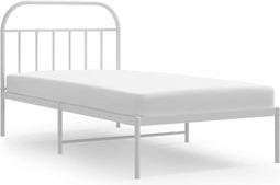 vidaXL - Bedframe - met - hoofdbord - metaal - wit - 100x190 - cm