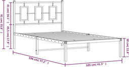 vidaXL - Bedframe - met - hoofdbord - metaal - wit - 100x190 - cm