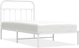vidaXL - Bedframe - met - hoofdbord - metaal - wit - 100x190 - cm