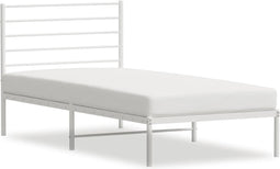 vidaXL - Bedframe - met - hoofdbord - metaal - wit - 100x190 - cm