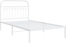 vidaXL - Bedframe - met - hoofdbord - metaal - wit - 100x190 - cm
