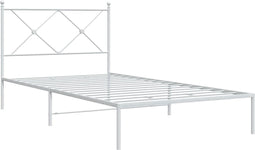 vidaXL - Bedframe - met - hoofdbord - metaal - wit - 100x200 - cm