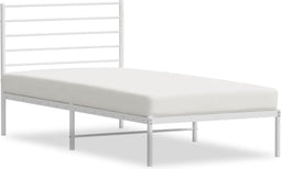 vidaXL - Bedframe - met - hoofdbord - metaal - wit - 100x200 - cm