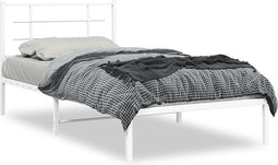 vidaXL - Bedframe - met - hoofdbord - metaal - wit - 100x200 - cm