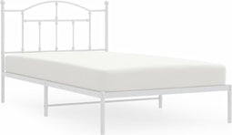 vidaXL - Bedframe - met - hoofdbord - metaal - wit - 100x200 - cm
