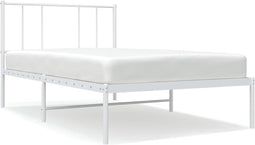 vidaXL - Bedframe - met - hoofdbord - metaal - wit - 100x200 - cm