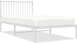 vidaXL - Bedframe - met - hoofdbord - metaal - wit - 100x200 - cm