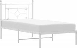 vidaXL - Bedframe - met - hoofdbord - metaal - wit - 100x200 - cm