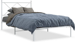 vidaXL - Bedframe - met - hoofdbord - metaal - wit - 107x203 - cm