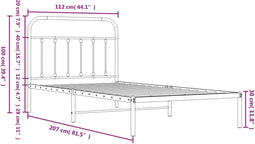 vidaXL - Bedframe - met - hoofdbord - metaal - wit - 107x203 - cm
