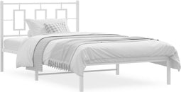 vidaXL - Bedframe - met - hoofdbord - metaal - wit - 107x203 - cm