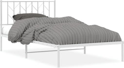 vidaXL - Bedframe - met - hoofdbord - metaal - wit - 107x203 - cm