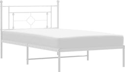 vidaXL - Bedframe - met - hoofdbord - metaal - wit - 107x203 - cm