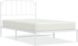 vidaXL - Bedframe - met - hoofdbord - metaal - wit - 107x203 - cm