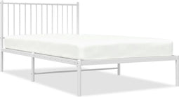 vidaXL - Bedframe - met - hoofdbord - metaal - wit - 107x203 - cm