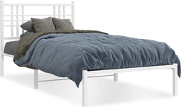 vidaXL - Bedframe - met - hoofdbord - metaal - wit - 107x203 - cm