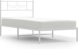 vidaXL - Bedframe - met - hoofdbord - metaal - wit - 107x203 - cm
