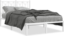 vidaXL - Bedframe - met - hoofdbord - metaal - wit - 120x190 - cm