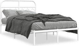 vidaXL - Bedframe - met - hoofdbord - metaal - wit - 120x190 - cm