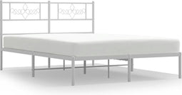 vidaXL - Bedframe - met - hoofdbord - metaal - wit - 120x190 - cm