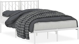 vidaXL - Bedframe - met - hoofdbord - metaal - wit - 120x190 - cm