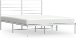vidaXL - Bedframe - met - hoofdbord - metaal - wit - 120x190 - cm