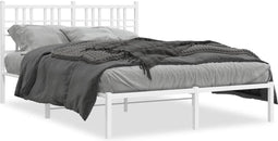 vidaXL - Bedframe - met - hoofdbord - metaal - wit - 120x190 - cm