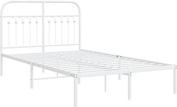 vidaXL - Bedframe - met - hoofdbord - metaal - wit - 120x190 - cm