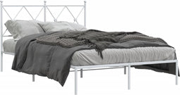 vidaXL - Bedframe - met - hoofdbord - metaal - wit - 120x190 - cm