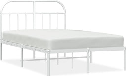 vidaXL - Bedframe - met - hoofdbord - metaal - wit - 120x190 - cm
