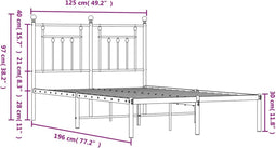 vidaXL - Bedframe - met - hoofdbord - metaal - wit - 120x190 - cm