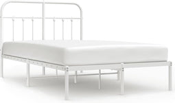 vidaXL - Bedframe - met - hoofdbord - metaal - wit - 120x190 - cm
