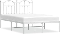 vidaXL - Bedframe - met - hoofdbord - metaal - wit - 120x190 - cm