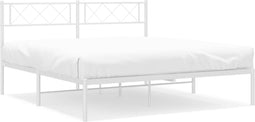 vidaXL - Bedframe - met - hoofdbord - metaal - wit - 120x190 - cm