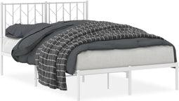 vidaXL - Bedframe - met - hoofdbord - metaal - wit - 120x200 - cm