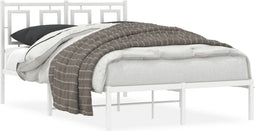 vidaXL - Bedframe - met - hoofdbord - metaal - wit - 120x200 - cm
