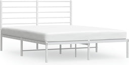 vidaXL - Bedframe - met - hoofdbord - metaal - wit - 120x200 - cm