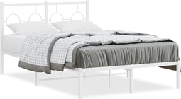 vidaXL - Bedframe - met - hoofdbord - metaal - wit - 120x200 - cm