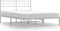 vidaXL - Bedframe - met - hoofdbord - metaal - wit - 120x200 - cm