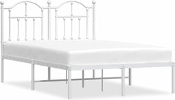 vidaXL - Bedframe - met - hoofdbord - metaal - wit - 120x200 - cm