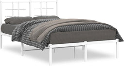 vidaXL - Bedframe - met - hoofdbord - metaal - wit - 120x200 - cm