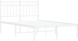 vidaXL - Bedframe - met - hoofdbord - metaal - wit - 120x200 - cm